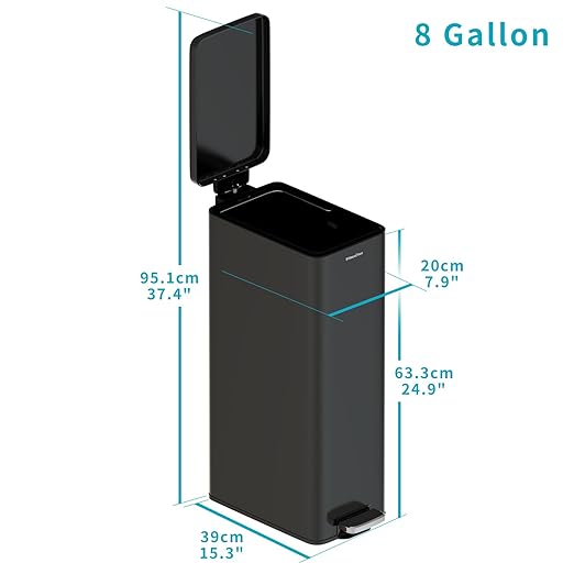 Soft-Close Trash Can with lid，8 Gallon/30L Anti-Fingerprint Stainless Steel - Image 7