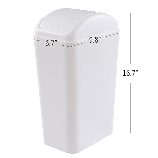 Plastic Waste Bin with Swing Lid, 14 Liter Garbage Can, 1 Pack - Image 2