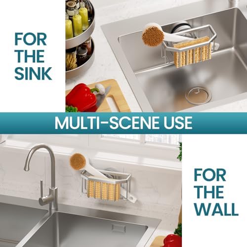 TAILI Sponge Holder for Kitchen Sink with Strong Suction Cup-Silver