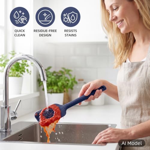 Kitchen Utensils Set 6 PCS,Silicone Cooking Utensils Set Spatula Set,446℉ Heat Resistant Cooking Utensils,Tongs,Spoon,BPA Free Kitchen Gadgets Appliances for Non-Stick Cookware,Home Essential(BLUE-6P)