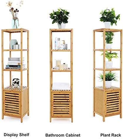SONGMICS Bamboo Bathroom Shelf, 4-Tier Storage Cabinet