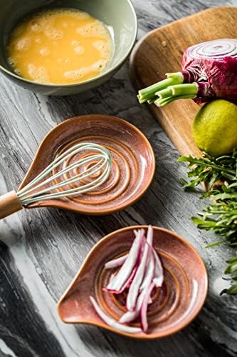 LAUCHUH Spoon Rest for Stove Top, Ceramic Spoon Holder for Kitchen Counter