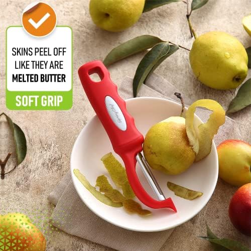 Spring Chef Swivel Vegetable Peeler with Ergonomic Handle, Set of 2, Red