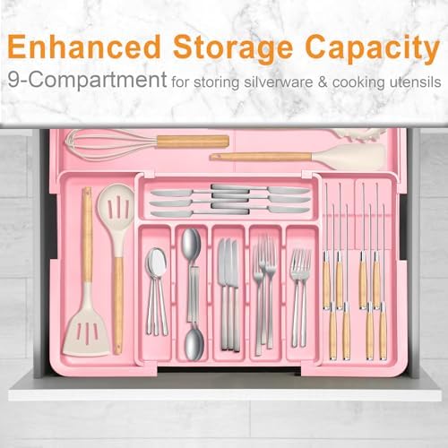 Homecor Silverware Organizer - Expandable Large Kitchen Drawer Organizer