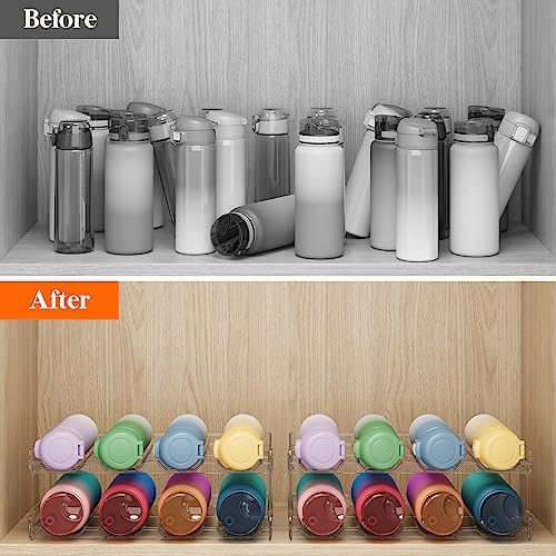 Lifewit Stackable Water Bottle Organizer for Cabinet, Clear Tumbler Holder