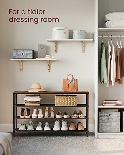 VASAGLE 4-Tier Shoe Rack, 15-18 Pairs, Steel Frame