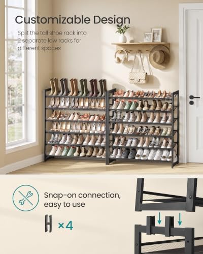 SONGMICS Metal Shoe Rack, 12-Tier Shoe Orgainzer, Holds 60-72 Pairs
