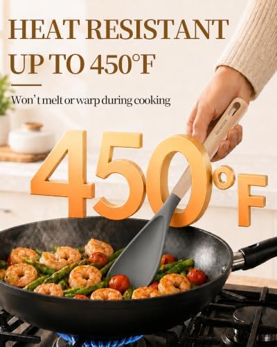 Astercook Cooking Spoon, 2 Pack, Nonstick Safe Silicone Spatula