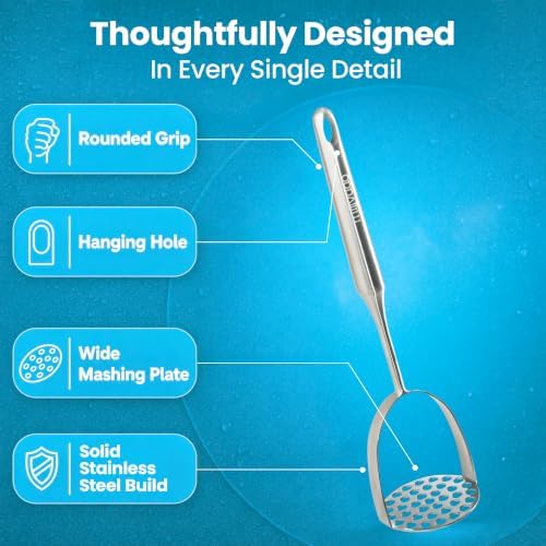 Millvado Potato Masher Stainless Steel, Mashed Potatoes - 12.5 In. Utensil