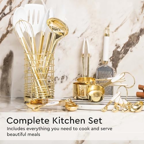 Styled Settings White and Gold Kitchen Utensils Set, 23-Piece