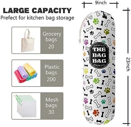 Grocery Bags Holder Organizer For Shopping Bags, Wall Mount Plastic Bags Storage Container Dispensers, Pet Lovers Home Kitchen Bags, The Bag Bag Grocery Bag Holder, Gifts For Women Dog Mom Dad (G-17)