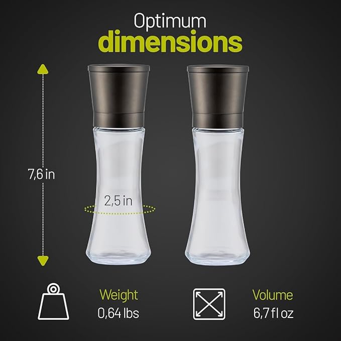 ZOLMER® Premium Gunmetal Salt and Pepper Grinder Set | Large Manual Ceramic - Image 6