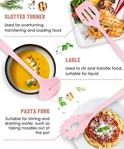 Pink Kitchen Utensils Set-12 Pieces Silicone Cooking Utensils Set