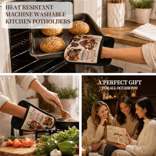 Western Halloween Highland Cow Pot Holders for Kitchen 2 Pack Set