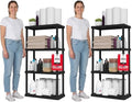 IRIS USA 4-Shelf Light Duty Plastic Storage Shelves, 200lb Capacity, 48" H x 24" W x 12" D, Medium Modular Shelving Unit Storage Organizer for Bathroom, Laundry, Garage & Home, Storage Rack - Black