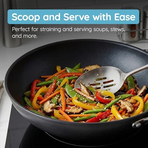 Millvado Slotted Spoon Stainless Steel, Straining & Serving - 15 In.Utensil
