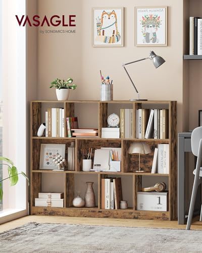 VASAGLE Bookshelf, 11 Cubes Storage Organizer, 49.6 x 9.5 x 39.4 Inches