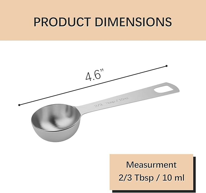 5PCS 2/3tbsp Single Measuring Spoon, Stainless Steel Individual Teaspoons Only - Image 2