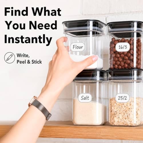 CHUBBIEE Waterproof Kitchen Labels for OXO POP Containers, 64-Pack, 2 Sizes