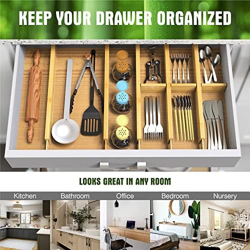 ANTOWIN 4 Pcs Expandable Bamboo Drawer Dividers, Fits 17.6-21.6" Drawers