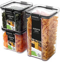 Sistema Tritan Ultra Airtight Pantry & Kitchen Storage Containers, 3-Pack, Clear Stackable Square Food Storage, BPA-Free, Dishwasher & Freezer-Safe (Microwave-Safe Without Lid)
