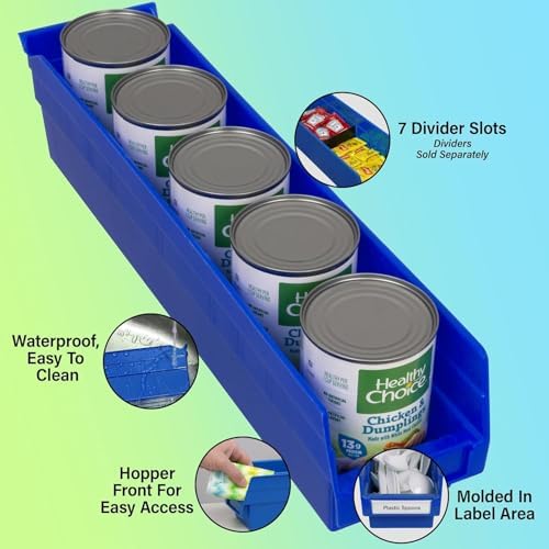 Akro-Mils 30128 Heavy Duty Plastic Shelf Bins, 18"x 4"x 4", Red, 12-Pack