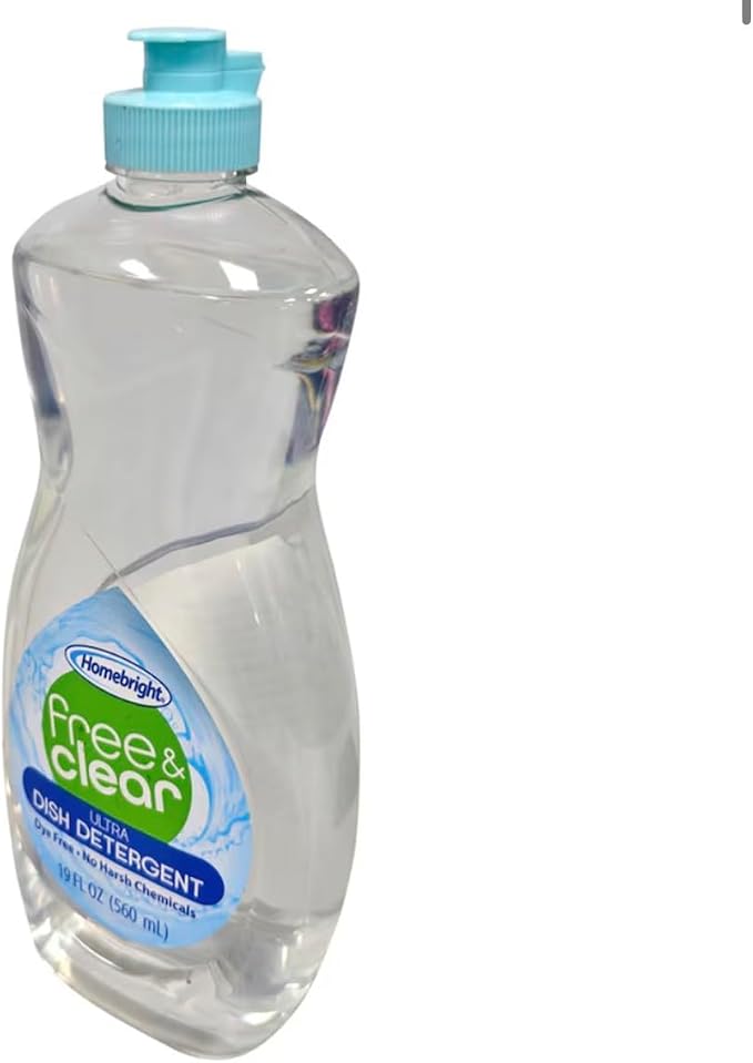 HOMEBRIGHT [ 3 Pack ] Free & Clear Concentrated Hypoallergenic Dish Detergent Baby Safe Gentle Formula No Dyes, No Harsh Chemicals 19 FL OZ (560 mL)