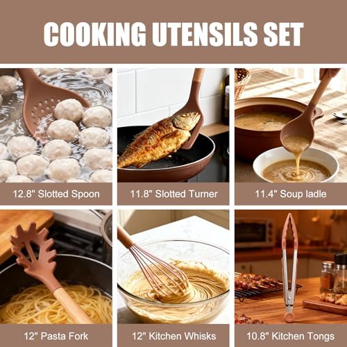 RAXCO Utensil Sets,18-Piece Silicone Cooking Utensils and Knife Set,Mousse