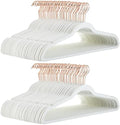 Amazon Basics Slim Velvet Non-Slip Space Saving Suit Clothes Hangers for Closet Organization, Ivory/Rose Gold, 100-Pack