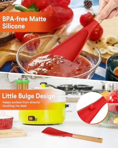 Badiano Silicone Cooking Spoon for Nonstick Cookwares, Multi-function,13.4"