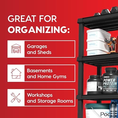 IRIS USA Plastic Storage Shelves |Made in USA| 38"H x 36"W x 18"D - Black