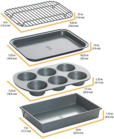 Chicago Metallic 4-Piece Toaster Oven Bakeware Set