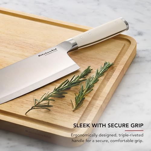 KitchenAid 6 Inch Forged Cleaver, Japanese Steel, Eastern-Style Ergonomic Handle with Blade Cover, Milkshake