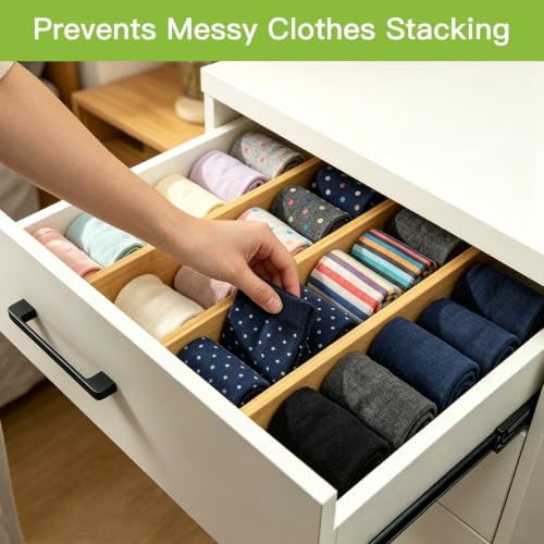 Utoplike Kitchen Drawer Divider, Expandable Bamboo Drawers Organizer 3.2" H