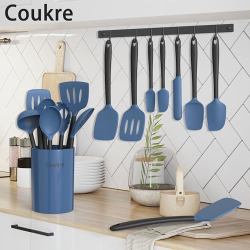 Coukre Silicone Kitchen Cooking Utensils Set, Heat Resistant, 14-Piece