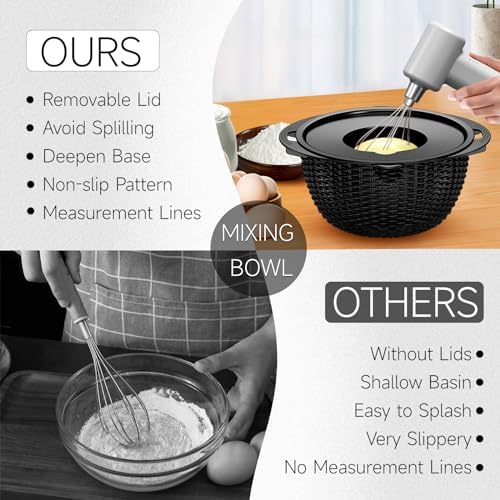 4-1 Colander with Bowl Set - Pasta Strainer - Colander for Kitchen - Strainers and Colanders Rice Strainer Fruit Cleaner Veggie Wash Sink Strainer Kitchen Essentials - Black