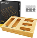 SpaceAid Bag Storage Organizer for Kitchen Drawer, Bamboo Organizer, Compatible with Gallon, Quart, Sandwich and Snack Variety Size Bag (1 Box 5 Slots)