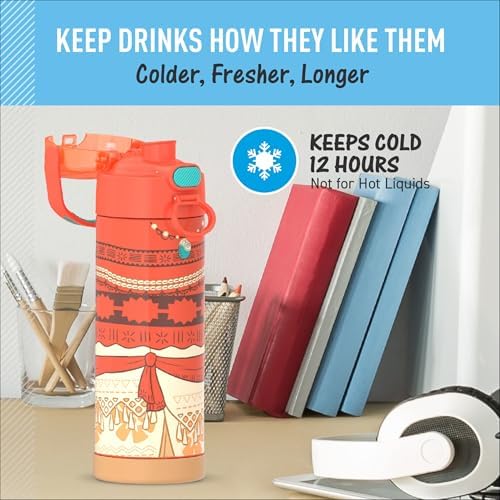 THERMOS FUNTAINER Water Bottle with Spout, 16oz, Princess Moana