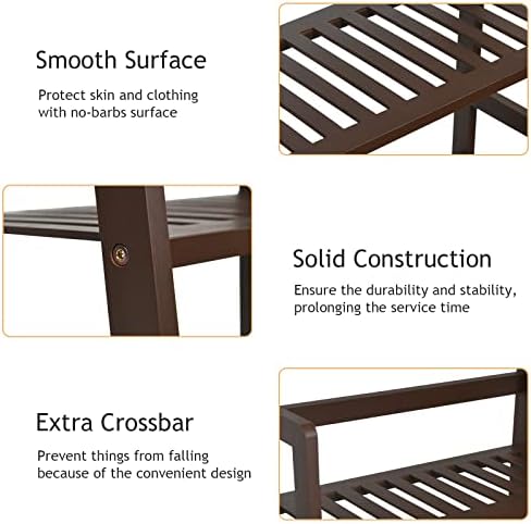 COSTWAY 4-Tier Ladder Shelf, Bamboo Plant Stand Rack