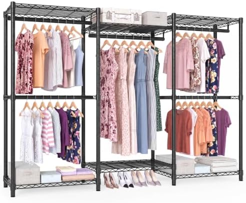 SONGMICS Closet Organizers and Storage, Clothes Rack with Shelves