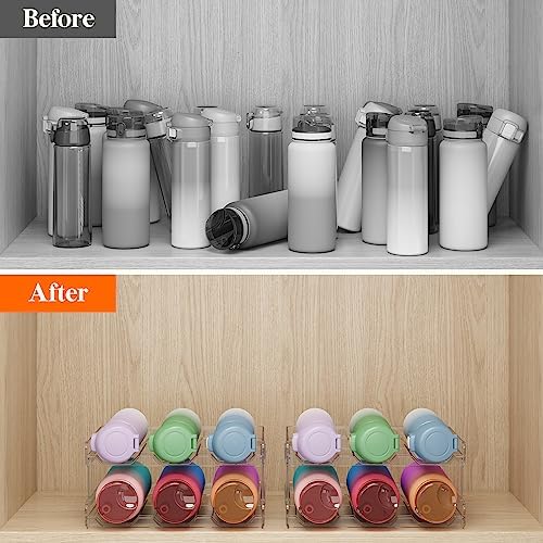 Lifewit Stackable Water Bottle Organizer for Cabinet, Clear Tumbler Holder