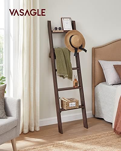 VASAGLE 5-Tier Blanket Ladder, Modern Basic Ladder Shelf