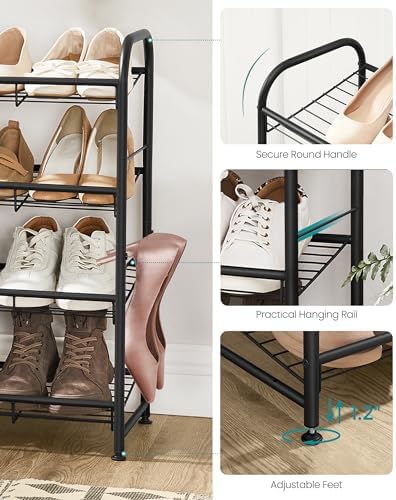 SONGMICS 4-Tier Stackable Metal Shoe Rack, Holds Up to 16 Pairs of Shoes