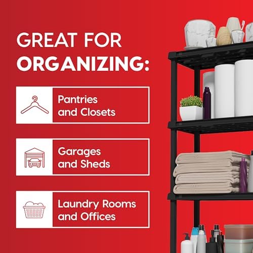 IRIS USA Plastic Storage Shelves |Made in USA| 64"H x 24"W x 12"D - Black