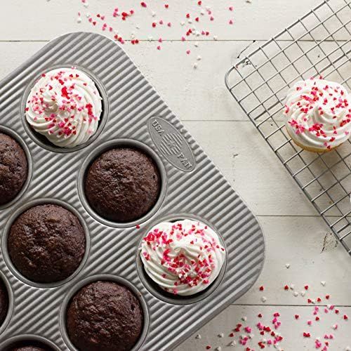 USA Pan 12-Cup Muffin Pan and 8-Inch Square Cake Pan Aluminized Steel Bakeware Set