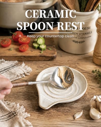 LAUCHUH Spoon Rest, Ceramic Spoon Rest Kitchen Spoon Holder for Stove Top