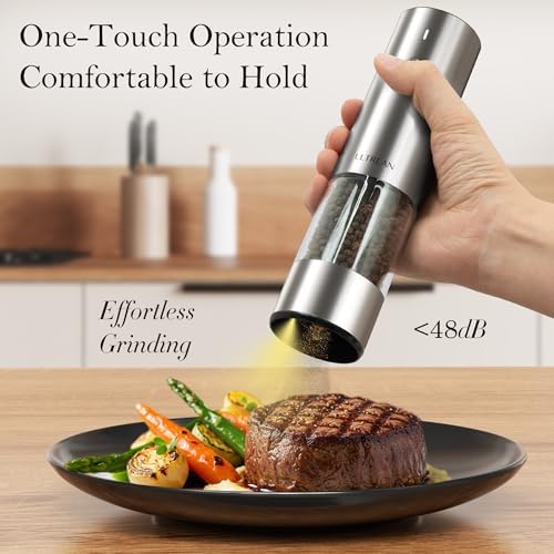 Ultrean Electric Salt and Pepper Grinder Set, Rechargeable,Stainless Steel