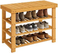 SONGMICS Shoe Rack Bench, 4 Tier Bamboo, 11.3 x 27.6 x 20.5 Inches