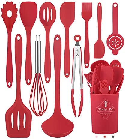 Red Kitchen Utensils Set-12 Pieces Silicone Cooking Utensils Set