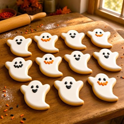 Halloween Cookie Cutters Set 7Pcs Large - Bat Pumpkin Magic Hat Cat Cookie Cutter, Sturdy Easy to Clean & Demold Pancake Dough Molds for Halloween Baking